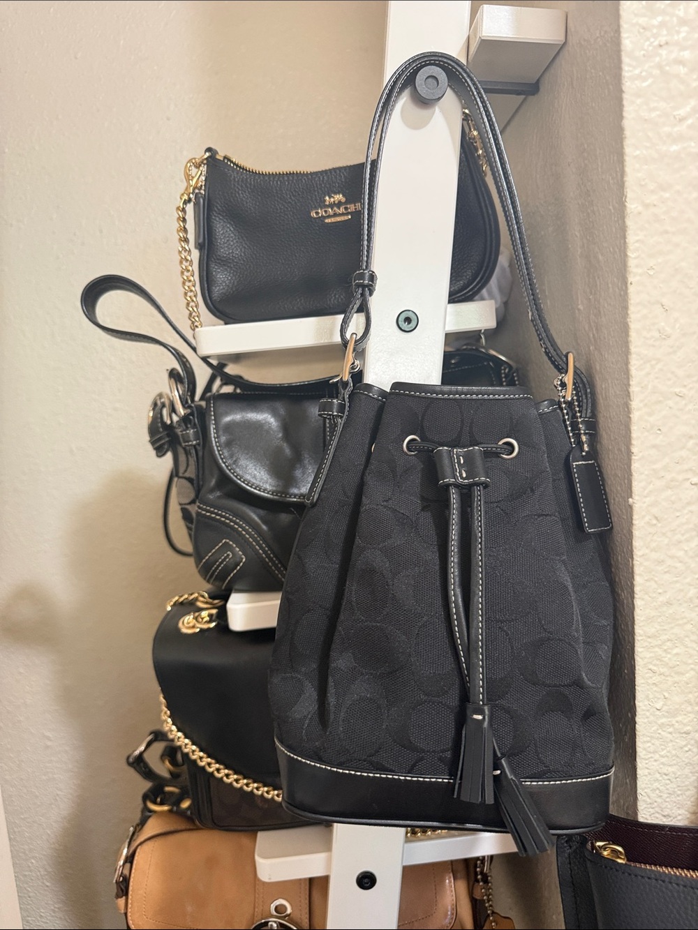 Vintage Coach Black Signature in canvas Jacquard  Bucket Bag - Picture 16 of 16